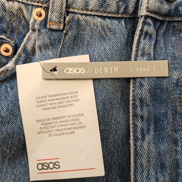 ASOS DESIGN High Waisted Mom Jeans Light Wash Cotton Denim Size 28T - Picture 11 of 12
